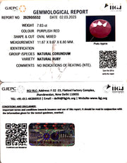 7.63/CT Natural Mozambique Ruby with Govt. Lab Certificate-RUBY9T